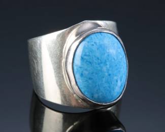 Navajo LaRose Ganadonegro Sterling Silver & Turquoise Ring SZ: 7 Native American Jewelry