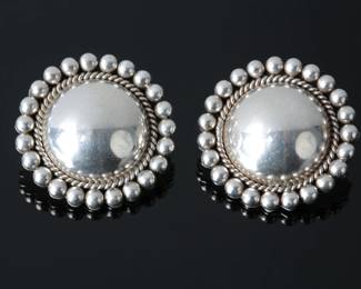 Navajo Richard Little Yellowhorse Rising Sun Sterling Silver Clip-on Earrings Native American Jewelry