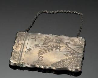 1903 Antique Sterling Silver Etched Card Case