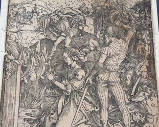 Antique Woodcut Print Albrecht Dürer The Martyrdom of Saint Catherine (German, Nuremberg 1471–1528 Nuremberg)
