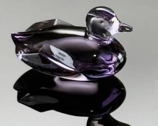 Baccarat Crystal Purple Mini Mallard Duck Glass Figurine