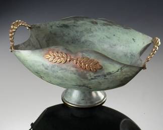 MARSAR Artey Cobre Copper Oblong Pedestal Dish