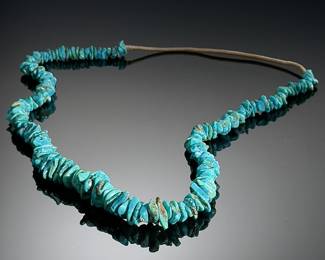 Vintage Native American Graduated Turquoise Chunk Necklace