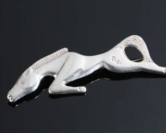 Native American Sterling Silver Horse Brooch Pin