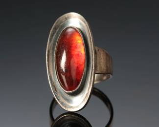 Vintage Niels Erik Danish Modern Sterling Silver Ring Nefrom Amber Ring