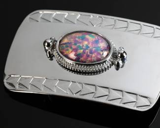 Slocum Opal Silver Nickel Lady's Western Belt Buckle