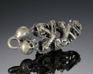 Vintage Silver Embracing Skeleton Pendant