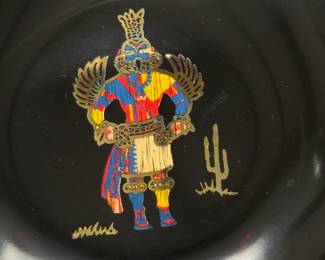 Lot of 2 Vintage COUROC Hummingbird Kachina Plates