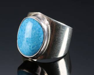 Navajo LaRose Ganadonegro Sterling Silver & Turquoise Ring SZ: 7 Native American Jewelry