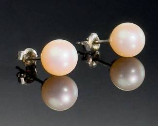 Pearl Earrings 8mm Sterling Silver MS
