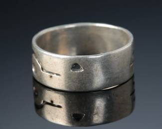 Vintage Hopi Silver Overlay Ring Native American Jewelry