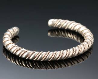 Vintage Sterling Silver Heavy Twisted Cuff Bracelet