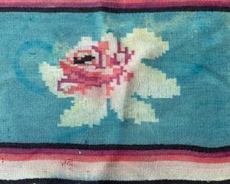 Mexican Wool Serape Saltillo Blanket Cactus Flower