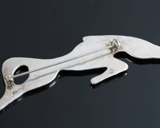Native American Sterling Silver Horse Brooch Pin