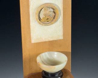 Carved Onyx & Wood Wall Art
