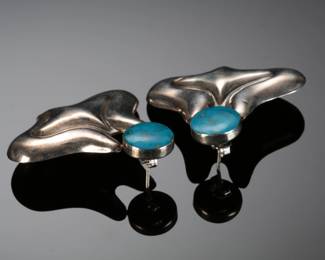 Vintage Mexican Modern Sterling Silver Earrings