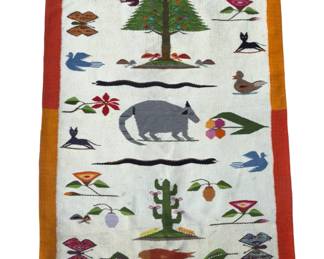 Vintage Zapotec Oaxaca Pictorial Rug Wall Tapestry