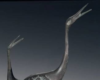 Andrea By Sadek Metal Crane Trio Statue Sculpture