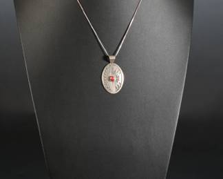3-pc Native American Sterling Silver Overlay & Coral Necklace & Earrings Native American Jewelry