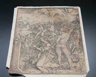 Antique Woodcut Print Albrecht Dürer The Martyrdom of Saint Catherine (German, Nuremberg 1471–1528 Nuremberg)