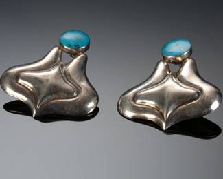 Vintage Mexican Modern Sterling Silver Earrings