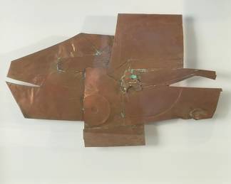 Abstract Copper Framed Industrial Art Wall Sculpture