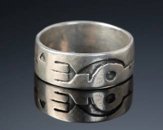 Vintage Hopi Silver Overlay Ring Native American Jewelry