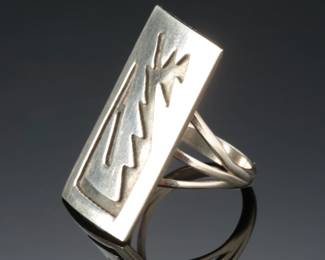 Hopi Silver Overlay Ring SZ: 7.5 Native American Jewelry