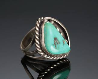 Navajo Traditional Turquoise & Silver Ring Native American Jewelry