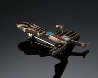 Zuni Multi-Stone Inlay Roadrunner Pin Brooch Native American Jewelry