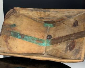 Antique Rustic Turkish Wood Dough Bowl Trough