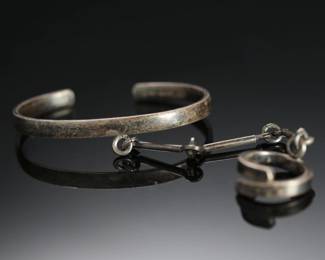 Vintage Mexican Sterling Silver Cuff Bracelet & Ring