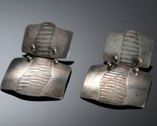 Signed Mexican Silver Drop Earrings