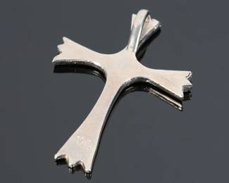 Vintage Navajo Turquoise & Coral Chip Inlay Cross Pendant Signed Native American Jewelry