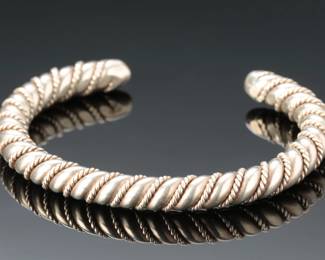 Vintage Sterling Silver Heavy Twisted Cuff Bracelet