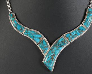 David Freeland Jr. Ithaca Peak Turquoise Sterling Necklace Southwest Jewelry