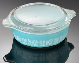 Pyrex #471 Turquoise Blue Amish Butterprint 1 pt Casserole Dish With Lid