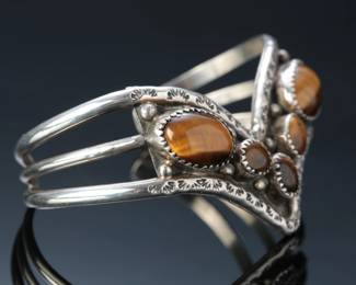 Silver & Tigers Eye Cuff Bracelet