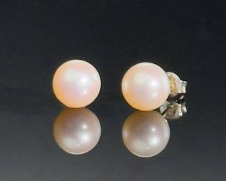 Pearl Earrings 8mm Sterling Silver MS