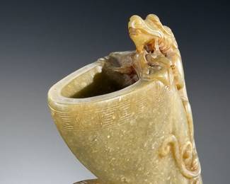 Chinese Carved Jade Dragon Rython Statue