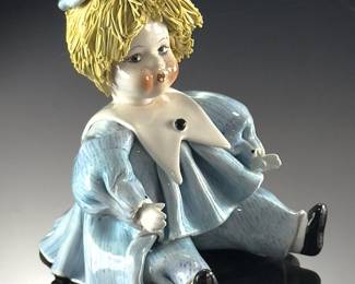 Signed LINO ZAMPIVA Ceramic Spaghetti Doll Figurine Blonde Hair Vintage Italian
