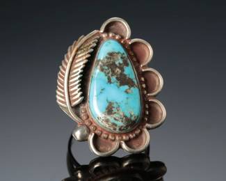 Classic Navajo Silver & Turquoise Ring Native American Jewelry