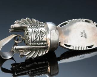 Zuni Mabel Watson Sterling Silver Winged Pendant Sleeping Beauty Turquoise Native American Jewelry