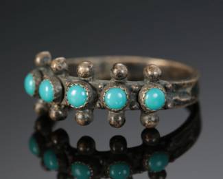 Vintage Navajo Sterling Silver & Turquoise Snake Eye Ring