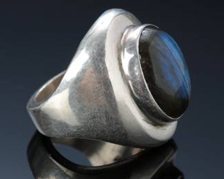 Sterling Silver & Labradorite Modern Ring SZ: 7.25
