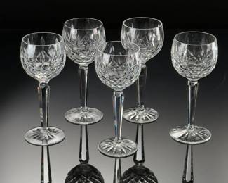 Lot of 5 Waterford Lismore Wine Hock Glasses