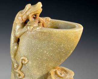 Chinese Carved Jade Dragon Rython Statue