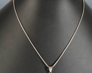 Navajo Wilson Dawes Sterling Silver & Turquoise Pendant Necklace Native American Jewelry