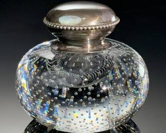 Antique Goodnow & Jenks Sterling Silver Pairpoint Bubble Ball Inkwell Controlled Bubble Ink Well