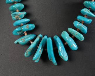 Native American Sleeping Beauty Turquoise w/Sterling Beads & Heishi Necklace